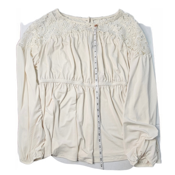 Torrid Studio Crepe Crew Neck Lace Yoke Babydoll Top Blouse - Picture 8 of 11